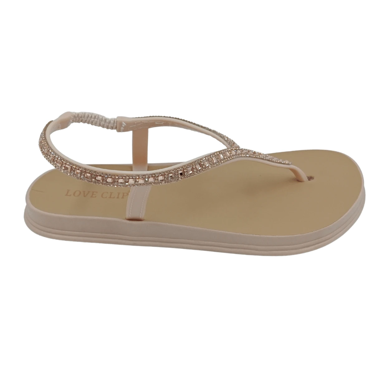 Huarache Sandalia mujer con brillos Cómoda Segura moda - Beis - Ver 1