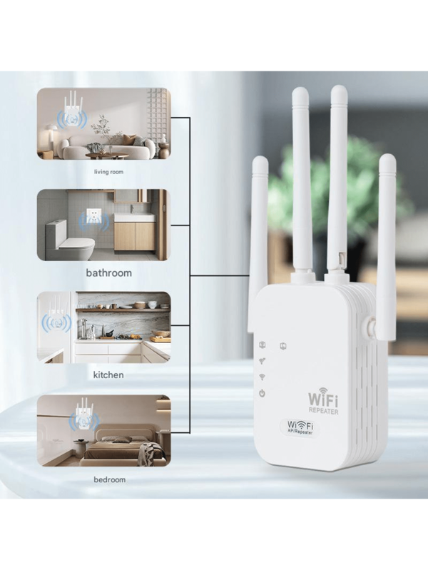 1200/300Mbps WLAN Signal Repeater und Extender - Verstärker zur Verbesserung der Netzwerkreichweite, kompatibel mit führenden Marken, US-Stecker, EU-Stecker, 110V-240V, Netzwerksignal Verstärker | Moderner kabelloser Repeater | Strapazierfähiges weißes Gehäuse