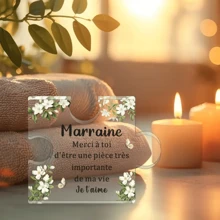 1 pieza/2 piezas Rompecabezas con forma de regalo con texto en francés "Madrina, Padrino" para regalo de cumpleaños, Acción de Gracias, Día de la Madre, Día del Padre, Navidad, Bautizo, Fiesta de Baby Shower