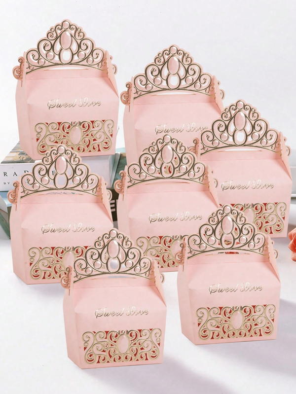 5 pezzi/10 pezzi Scatole regalo a forma di corona rosa, adatte per feste di compleanno, matrimoni, scatole regalo natalizie decorative e scatole regalo di Ognissanti