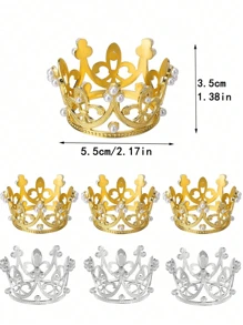 A Mini Crown-Shaped Cake Decoration, Pearl Crown Cake Decoration, Suitable For Birthday Cake Decoration, Flower Arrangement, Birthday Parties, Wedding Parties, And Christmas Decoration