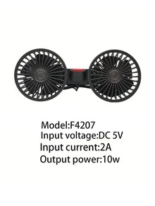 1 pieza Ventilador de carro, ventilador de doble cabezal de alta velocidad a 360°, USB, para asiento trasero del carro, portátil, 3 velocidades, potente circulación de aire, silencioso, refrigeración, montaje ajustable, instalación segura con clip, perfecto para el hogar y el carro - Multicolor - Ver 8
