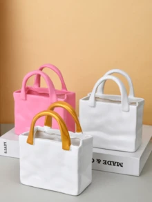 1pc,Handbag Flower Pot Decoration Ornament, Creative Pots, Super Beautiful Flower Pot, Indoor Outdoor Home Decor Garden Patio Unique Home/Kitchen/Office/Dressing Tables Cute Vases Gift - Multicolor - View 3