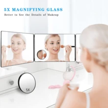 360°三折理发镜，360°旋转三折化妆镜 - 便携式可折叠化妆镜，可伸缩悬挂设计，方便理发、剃须、造型，无需电池 - 适用于家庭沙龙、宿舍、浴室等场所，是圣诞节、万圣节、新年送给父亲、母亲、男友、女友、他/她的理想礼物（2025年热门美容工具），价格实惠，是圣诞礼物、化妆品、化妆工具、物美价廉的好物、礼物、女士礼物、圣诞礼物的理想之选。 - 彩色 - 查看 10