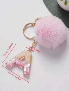 3件套：闪亮金箔和粉色宝石树脂材质的26个大写英文字母吊坠，18K镀金龙虾扣链条扁平戒指，搭配时尚休闲粉色球形流苏钥匙扣，适用于包包、手机、生日礼物、节日、汽车、背包、万圣节、教师节、证件挂绳、圣诞节、姐妹礼物等场合。 - 粉色 - 查看 14