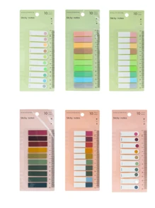 6pcs PET Index Tabs (200 Sheets Per Book, Total 1200 Sheets), Ruler Sticky Notes, Categorization Highlighter Memo Notes, Strong Adhesive Reusable Transparent Ruler Stickers School Supplies, Back To School