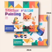 Libro de Pegatinas Puzzle 3D para Niños, Juguete Creativo de Manualidades con Pegatinas, Patrón de Animales/Tráfico, Entrenamiento de Pensamiento Lógico, Juego Interactivo Padres-Hijos, Apto para Niños y Niñas de 3-5 Años