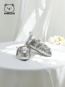 Giày đi bộ lấp lánh cho trẻ sơ sinh/trẻ mới biết đi mới về, phong cách Hàn Quốc, thường ngày, chống trượt, chống rơi, phong cách Ins - Bạc - Xem 9