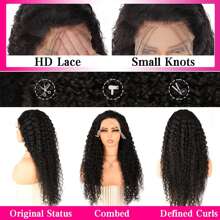 200% 4x4 Jerry Curly Lace Front Wigs Human Hair 200% Density Deep Wave Frontal Wigs Blended Human Hair Transparent Lace Curly Wigs For Women Pre Plucked With Baby Hair Curly Lace Front Wig Human Hair Natural Black Color