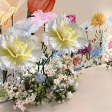 2PCS Artificial Large Peony Flower 15.7in Fake Flower Wedding Background Arch Decoration Garden Party Shopping Mall Window Display Studio Props - Màu vàng - Xem 2