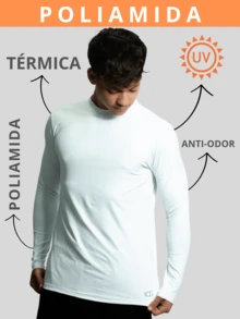 Men's Polyamide Shirt UV+50 Sun Protection Thermal Second Skin Long Sleeve - 白色 - 查看 2