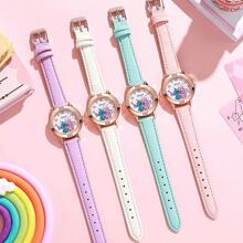Sanrio Montre en acier de haute qualité avec diamants, motif Stitch de Disney, pour dame/fille. Montre-bracelet à quartz pour filles