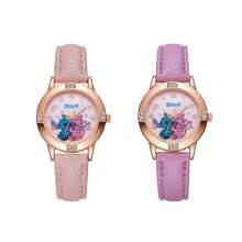 Sanrio Montre en acier de haute qualité avec diamants, motif Stitch de Disney, pour dame/fille. Montre-bracelet à quartz pour filles