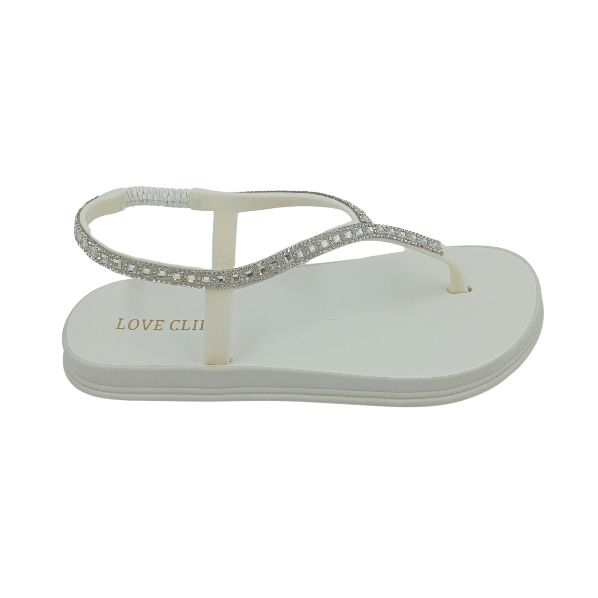 Huarache Sandalia  mujer  con brillos Cómoda Segura moda - Blanco - Añade 1