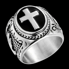 Man Signet Ring Hand Of God Prayer Ring Enameled Enamel Rings With Holy Cross For Men, Size 6-13, Symbol Ring For Men