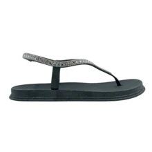 Huarache Sandalia  mujer  con brillos Cómoda Segura moda - Negro - Ver 5