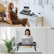 Adjustable Foldable Laptop Desk With Multifunctional Drawer And Adjustable Height - màu đen - Xem 3