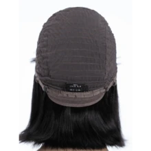 11 Inch Short Straight Bob Wigs With Bangs, Gorgeous Fluffy Wigs For Women, Human Hair Full Machine Wigs For Party, Daily Use - Ochre Brown - View 8