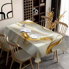 1/20 piezas Mantel rectangular lujoso con patrón blanco y dorado, 100% poliéster, tejido, resistente al agua y al aceite, cubierta de mesa hecha a máquina para comedor, oficina, escritorio - Decoración del hogar - Multicolor - Ver 12
