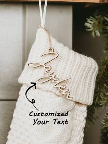 1 Etiqueta personalizada para calcetín de Navidad, Etiqueta de regalo de Navidad, Calcetín de punto, Etiquetas para regalos, Etiquetas de adorno con nombre, Etiquetas de madera personalizadas