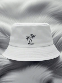 Sombrero de cubo de moda para hombres, con estampado de coco, 2 opciones de color, apto para uso diario, playa, protección solar
