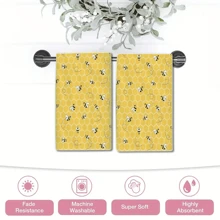 2 pièces/set Serviettes de cuisine à motif abeille jaune d'été, chiffons de vaisselle décoratifs saisonniers pour la maison, retour à l'école