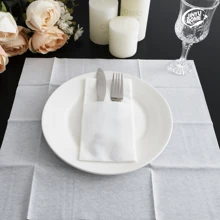 JINYUDOME 25/50 Stück 40x40cm weiße Servietten, Servietten mit integrierter Bestecktasche, Hochzeitsservietten, Einwegservietten, für Hochzeitspartys, Familienfeiern, Cocktailpartys, Empfänge und Hotels