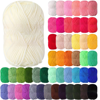 1/2 buc Fire moale 100% acrilică, aprox. 25 g/buc, fire cu 4 straturi, amestec lăptos, potrivite pentru proiecte DIY de tricotat manual (culoarea poate varia ușor din cauza loturilor de producție diferite, ambalajul este aleatoriu)