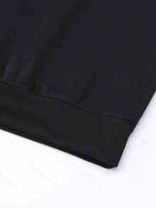 Áo nỉ có mũ trùm đầu in họa tiết hoa anh đào rộng rãi, có dây rút, cỡ lớn, thời trang thu đông, dài tay - màu đen - Xem 6