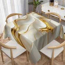 1/20 piezas Mantel rectangular lujoso con patrón blanco y dorado, 100% poliéster, tejido, resistente al agua y al aceite, cubierta de mesa hecha a máquina para comedor, oficina, escritorio - Decoración del hogar - Multicolor - Ver 7