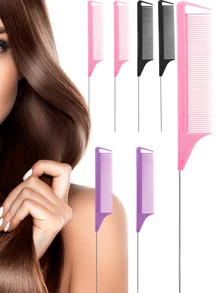 1pc/7pcs Professional Point-Tailed Comb Pin-Tailed Comb Rat-Tailed Comb Parting Comb Stainless Steel Tail Comb Anti-Static Hairbrush: Multi-Functional Comb For Normal Hair For Combing Out Tangles Hair Styling Candy Colours, Ideal For Hairdressers, Salons And Home Use,Hair Brush,Comb,Hair Tools,Hair Products And Accesories For Barber Salon Beauty Travel Essentials,Back-To-School Season