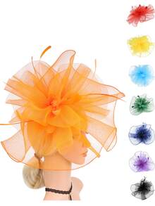 1Pc Fascinators Hats For Women Tea Party Hat Ladies Beaded Aliceband Fascinator Weddings Races Royal Ascot Headband - Style a - View 3