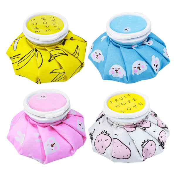 Bolsa de gelo reutilizável para uso quente e frio, bolsa de água quente com estampa fofa, bolsas de gelo para olhos cansados, fácil de transportar, pequena e fácil de guardar, itens essenciais para casa