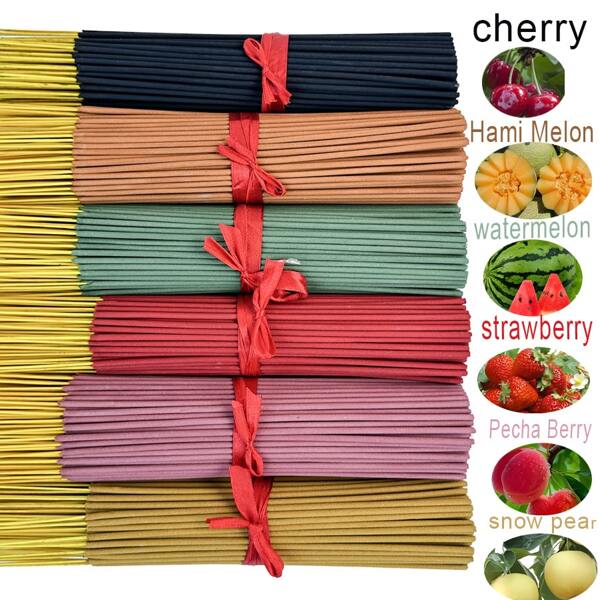 6 Sets Of 146/298 Pcs Fruit Series Aromatherapy Incense Sticks, 25cm/9.84 Inch, Including Watermelon, Sweet Peach, Strawberry, Snow Pear, Cherry, Hami Melon, Suitable For Yoga And Meditation, Home, Hotel, Tea Room, Office, SPA, Lasting Fragrance, Healing & Relaxation, Suitable For Holiday Gifts