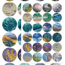 8pcs Monet Garden Round Dot Stickers For Notebook, Ledger, Skateboard, Water Cup, Photo Frame, Photo Album, Decoration, Great Gift For Halloween, Christmas School Supplies, Back To School