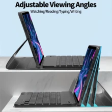 Detachable Colorful Backlit Bluetooth Keyboard Case Compatible With Samsung Galaxy Tab / / Pad SE, Ultra-Thin Lightweight Stand Protective Cover With Pen Slot (Apple Pencil Not Included), Black Case + Black Keyboard - Black - View 3