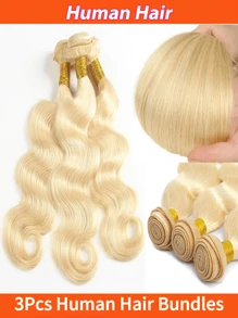 3 Peças Pacotes de Cabelo Humano Onda Corporal Dupla Trama, Cabelo Humano Não Processado Pacotes de Cabelo Trama para Mulheres, Cor Natural