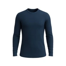 Blusa Manga Longa Masculina Malha Canelada Look Estiloso  Simples    Outono / Inverno    Slim Fit    Malhado - Azul Marinho - Visão 1