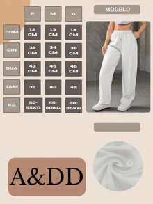 Women's Skinny Wide Leg Pants, Casual Drawstring Sweatpants - 白色 - 查看 7