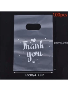 50/100pcs Mini Thank You Gift Bags - Reusabie, ClearPlastic, Ziplock, Wedding, Party Favor, ShoppingCarrier Bags With Handles - Perfect For Candy, Giftand Goodie Bags,Transparent Bag - Gift Bag - View 4