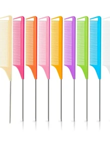 1pc/7pcs Professional Point-Tailed Comb Pin-Tailed Comb Rat-Tailed Comb Parting Comb Stainless Steel Tail Comb Anti-Static Hairbrush: Multi-Functional Comb For Normal Hair For Combing Out Tangles Hair Styling Candy Colours, Ideal For Hairdressers, Salons And Home Use,Hair Brush,Comb,Hair Tools,Hair Products And Accesories For Barber Salon Beauty Travel Essentials,Back-To-School Season