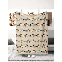 Super Soft Dachshund Printed Flannel Throw Blanket - Lightweight & Cozy, Suitable For All Seasons, Fits Bed, Sofa, Chair | Modern Style, 100% Polyester, Ideal Gift For Pet Lovers, Digital Printed Animal Theme Design, All Season Blanket | Playful Animal Design | Soft Polyester Fabric, Dog Blanket