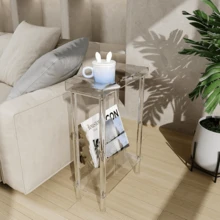 1 Set Acrylic Narrow Edge Table, Suitable For Small Spaces - Slim Magazine Rack Side Table - Thin Bedside Table For Living Room, Bedroom, Hallway