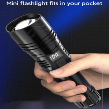 2024 Portable 2000mAh Flashlight 10000LM High Power LED Flashlight Supports Type-C Charging Waterproof Powerful Flashlight ABS Camping Emergency Lighting LED Lighttactical Flashlight - Black - View 9