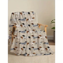 Super Soft Dachshund Printed Flannel Throw Blanket - Lightweight & Cozy, Suitable For All Seasons, Fits Bed, Sofa, Chair | Modern Style, 100% Polyester, Ideal Gift For Pet Lovers, Digital Printed Animal Theme Design, All Season Blanket | Playful Animal Design | Soft Polyester Fabric, Dog Blanket