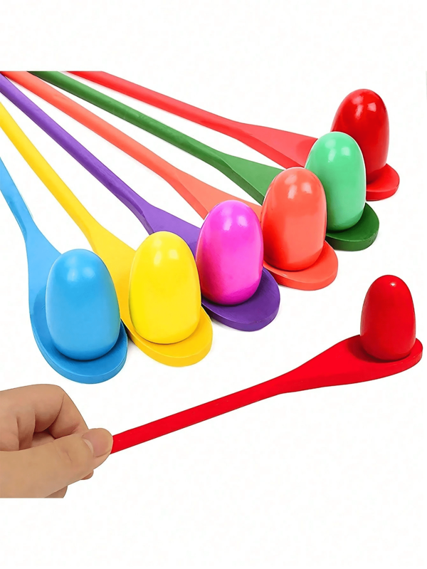 4pcs Egg Spoon Race Game Set, Wooden Egg Balance Game Relay Race, Suitable For Easter Egg Hunt, Outdoor Lawn Game, Easter Gift, Birthday Gift, Party Game, Bachelorette Party Supplies, Mother's Day Gift, Bridal Shower, Graduation Party, Family Gathering
