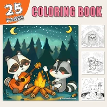 25 Pages Premium Thick Cartoon Coloring Book With Rich Illustrations, Art Sketchbook With Single-Sided Illustrations, Suitable For Adults And Teenagers, Suitable For Relaxation And Creativity, Ideal Gift For Easter, Mother's Day, Halloween, Thanksgiving, Christmas And Other Holiday Parties,Back To School,School Supplies