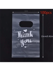 50/100pcs Mini Thank You Gift Bags - Reusabie, ClearPlastic, Ziplock, Wedding, Party Favor, ShoppingCarrier Bags With Handles - Perfect For Candy, Giftand Goodie Bags,Transparent Bag - Gift Bag - View 5