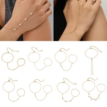 TUANZISP 1pc Adjustable Copper Plated Finger Chain Bracelet, Decorated With Faux Pearl And Cubic Zirconia, Elegant Style Suitable For Daily Wear, Fashionable And Luxury Women Jewelry Gift For Birthday, Valentine's Day