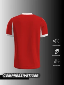 Customizable Adult Sports Club Training Sweatshirt Personalized Men's Sports Hoodie With Name Number Team Logo Print Breathable Quick-Drying Shirt For Football Badminton Volleyball Gym Wear - Red - View 3